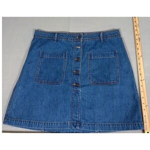 Old Navy Womens Denim Mini Skirt Button Front Blue A-Line Size 14 NWOT